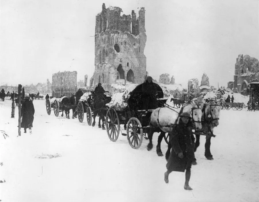 Passing the famous Cloth Hall A picture that will stand today in the minds of thousands of ex-servicemen with both joy and sorrow.